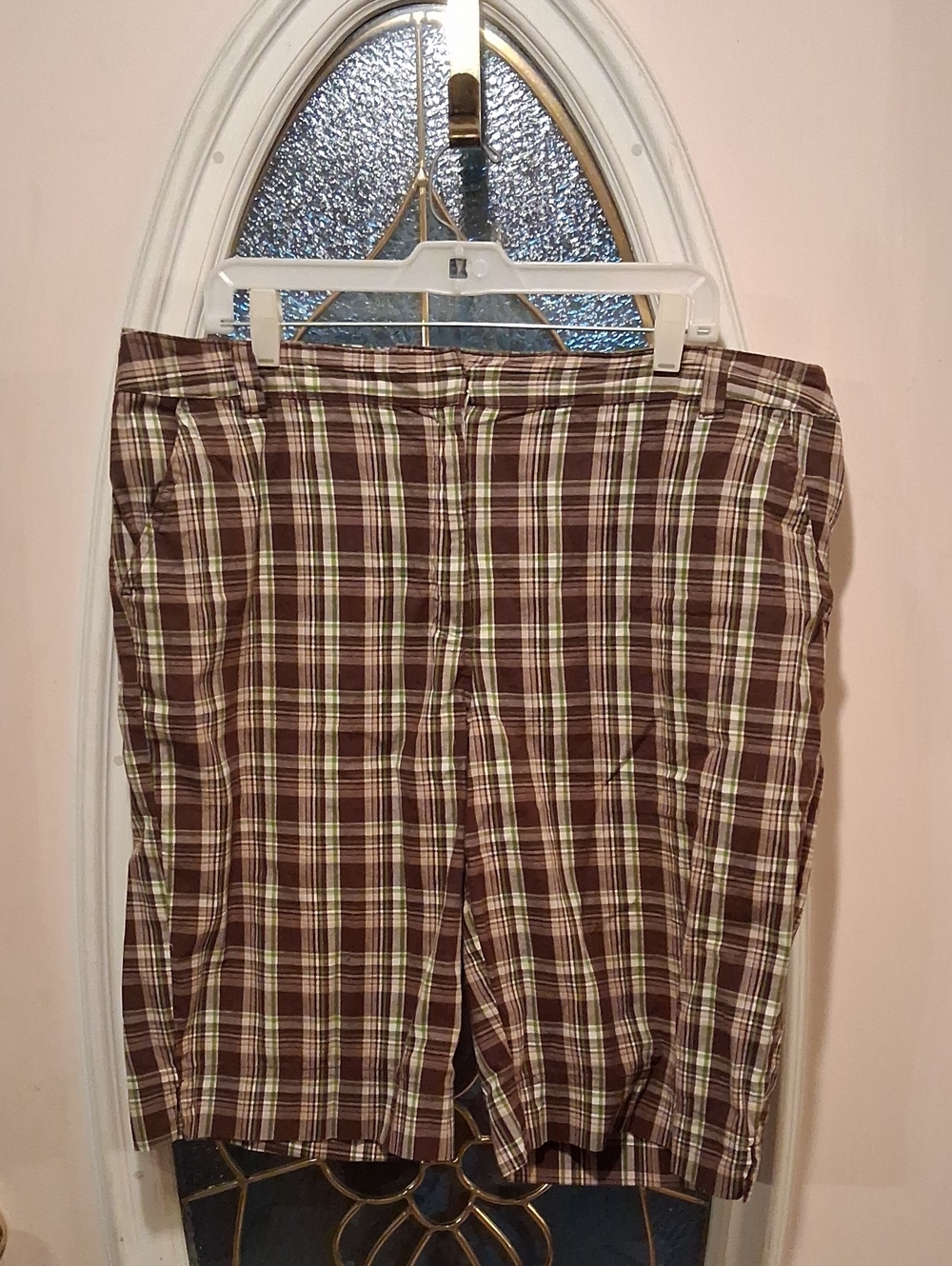 Kim Rogers Brown & Cream Plaid Chinos